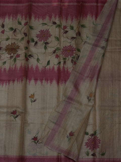 

Pothys Grey & Maroon Pure Silk Woven Design Saree