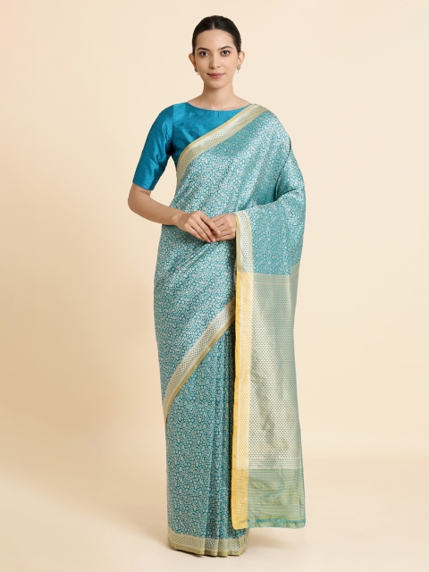 

Taneira Blue & Gold Pure Silk Woven Design Banarasi Sustainable Saree