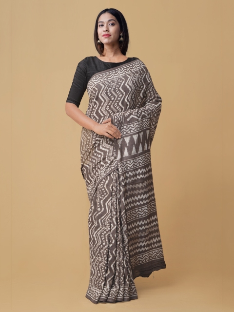 

Unnati Silks Grey Printed Kota Saree