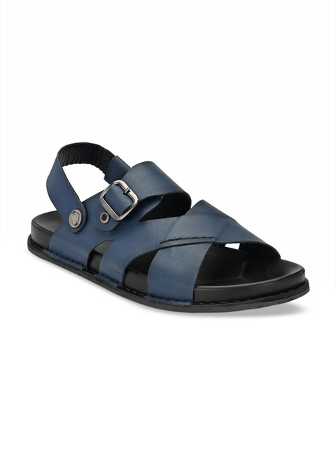 

Hitz Men Blue Leather Comfort Sandals