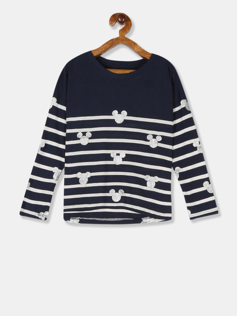 

GAP Girls Blue Disney Mickey Mouse And Stripes High Low Tee