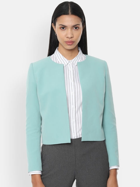 

Van Heusen Woman Turquoise Blue Solid Open-Front Blazer