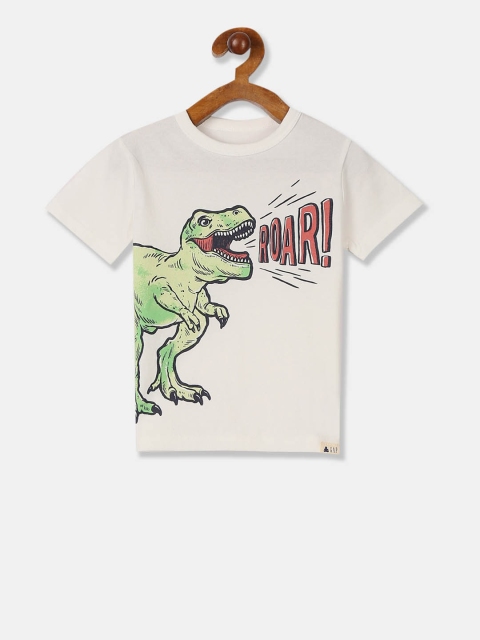 

GAP Boys White Printed Round Neck T-shirt