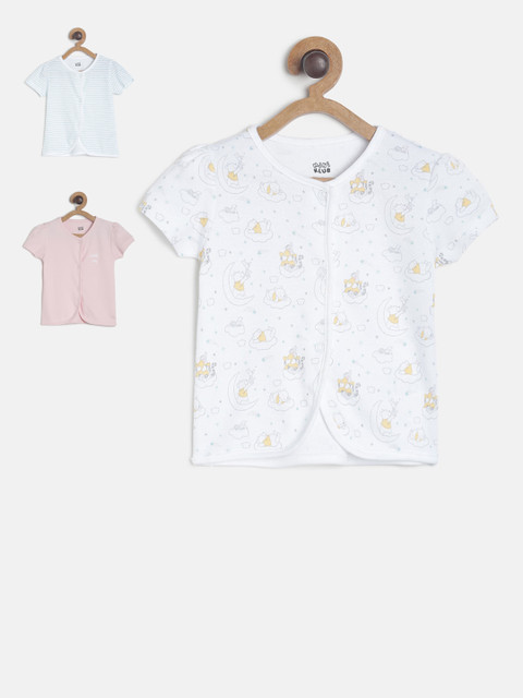 

MINI KLUB Girls Pack Of 3 Printed Round Neck T-shirt, Blue