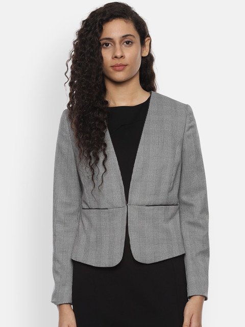 

Van Heusen Woman Grey Checked Formal Blazer