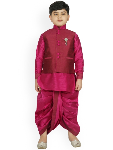 

SG YUVRAJ Boys Maroon Solid Kurta with Pyjamas