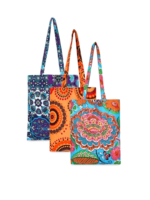 

Anekaant Pack Of 3 Printed Tote Bags, Blue