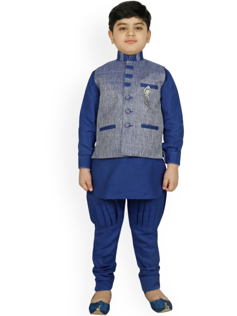 

SG YUVRAJ Boys Blue Solid Kurta with Pyjamas