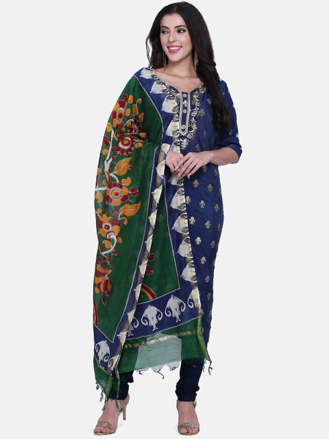 BOMBAY SELECTIONS Blue Art Silk Unstitched Dress Material