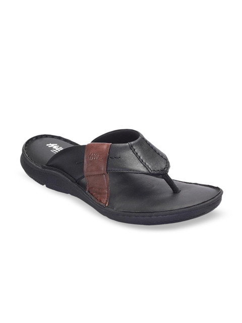 

Hitz Men Black & Brown Leather Comfort Sandals