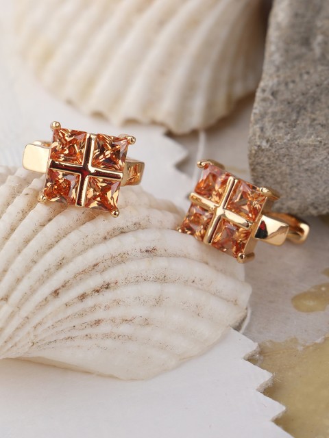 

ANIKAS CREATION Gold-Plated Geometric Hoop Earrings