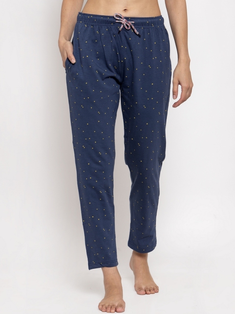 

TAG 7 Women Blue & Yellow Printed Lounge Pants