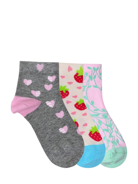 

Mustang Kids Pack Of 3 Patterned Above Ankle-Length Socks, Grey