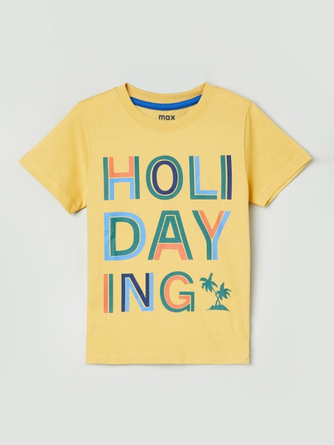 

max Boys Yellow Printed Round Neck T-shirt