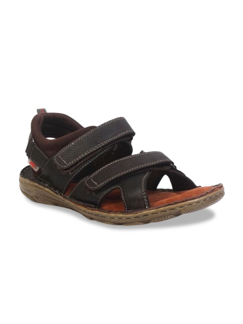 

Hitz Men Brown Solid Leather Comfort Sandals