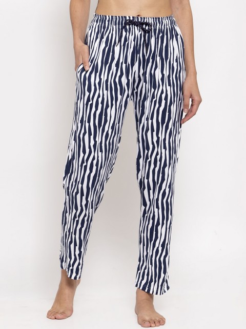 

TAG 7 Women Navy Blue & White Printed Lounge Pant