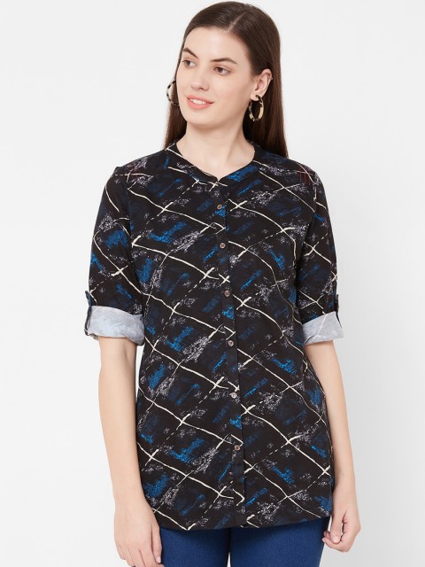 

Juliet Women Black Printed Shirt Style Top