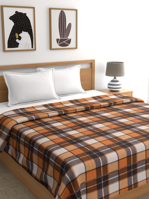 

A Homes Grace Brown Checked Mild Winter 300 GSM Double Bed Blanket