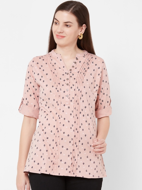 

Juliet Women Peach-Coloured Printed Pure Cotton Top