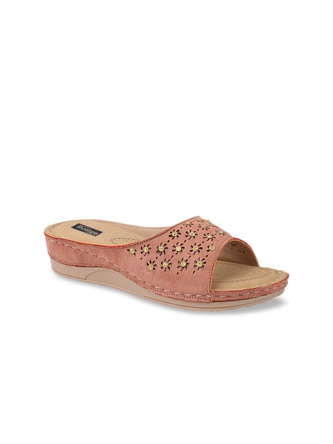 

Shoetopia Women Peach-Coloured Woven Design Wedges