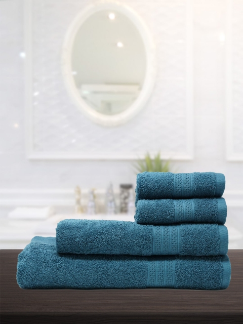

Trident Unisex Blue Solid Pack of 4 Towels