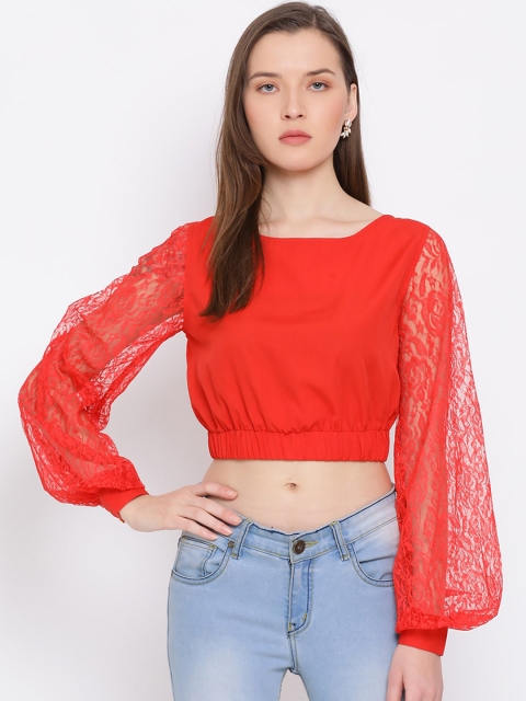 

ALL WAYS YOU Women Red Solid Blouson Top