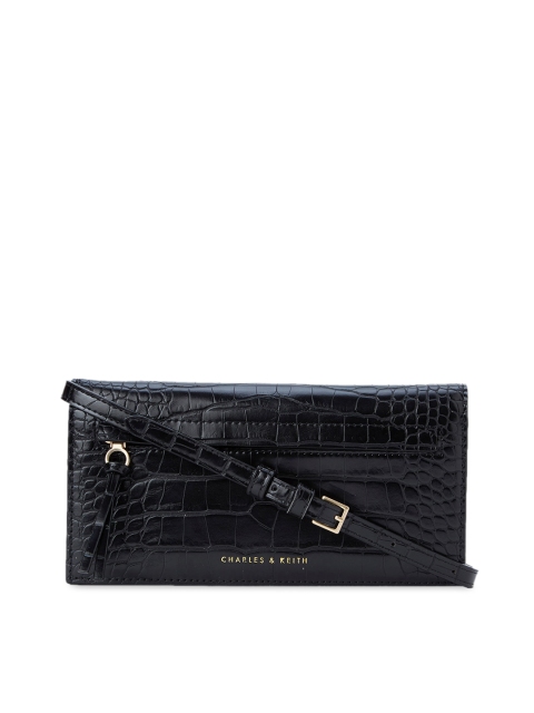 

CHARLES & KEITH Women Black Textured Two Fold Wallet
