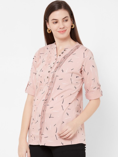 

Juliet Women Peach-Coloured Printed Top