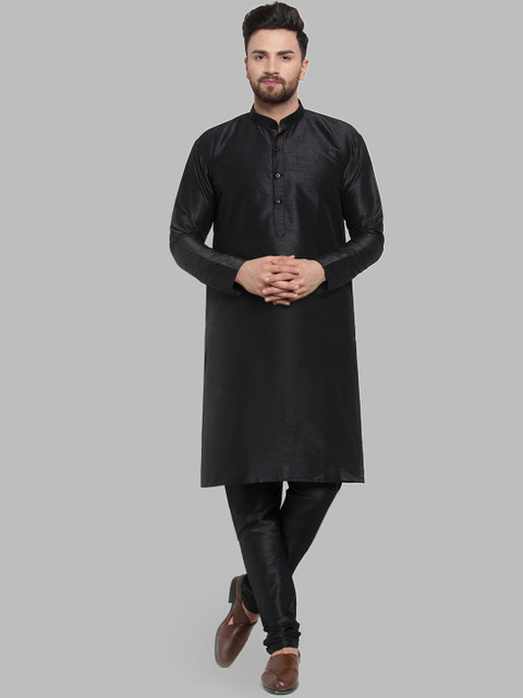 

Jompers Men Black Self Design Kurta with Pyjamas