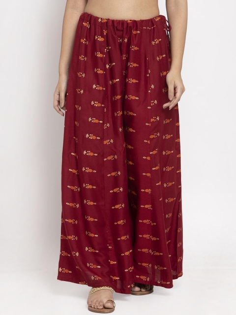 

Clora Creation Women Maroon Printed Flared Palazzos