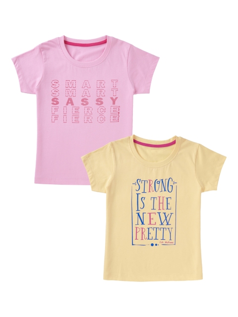 

Cub McPaws Girls Pack Of 2 Printed Round Neck T-shirts, Pink