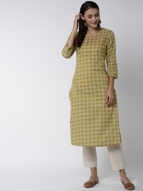 

Soch Women Mustard Yellow Printed Straight Kurta
