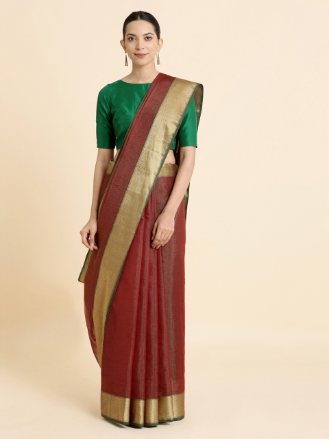 

Taneira Red Handwoven Tissue Cotton Maheshwari Sustainable Saree