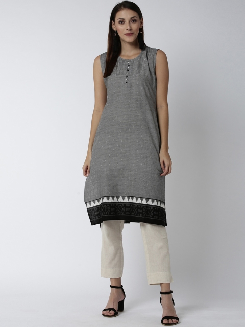 

Soch Women Black Striped A-Line Kurta