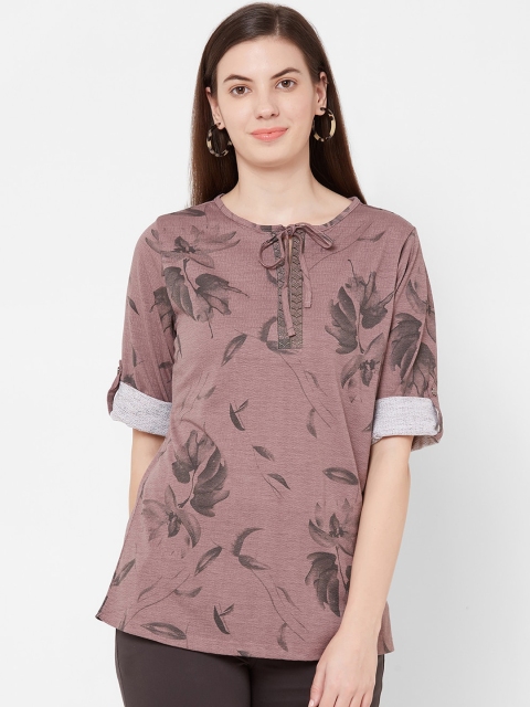 

Juliet Women Coffee Brown Printed Top