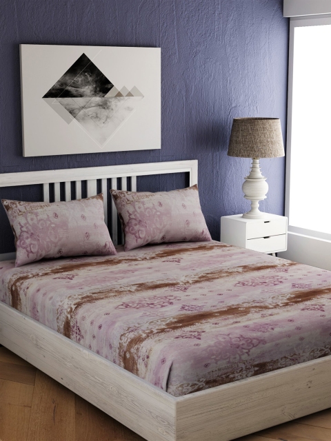 

EverHOME Brown & Beige Geometric 144 TC Cotton 1 King Bedsheet with 2 Pillow Covers