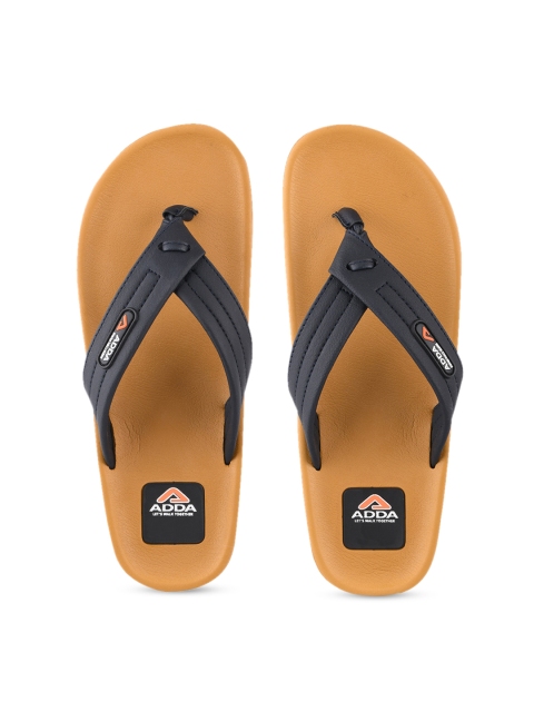 

Adda Men Beige & Navy Blue Solid Thong Flip-Flops