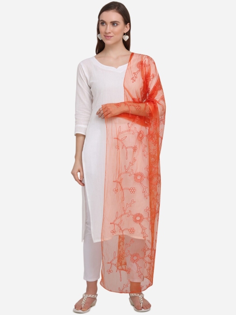 

mf Orange Embroidered Dupatta