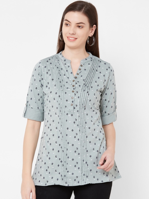 

Juliet Women Green Printed Pure Cotton Top