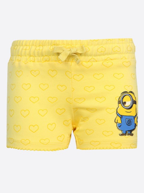 

Kids Ville Girls Yellow Printed Regular Fit Regular Shorts