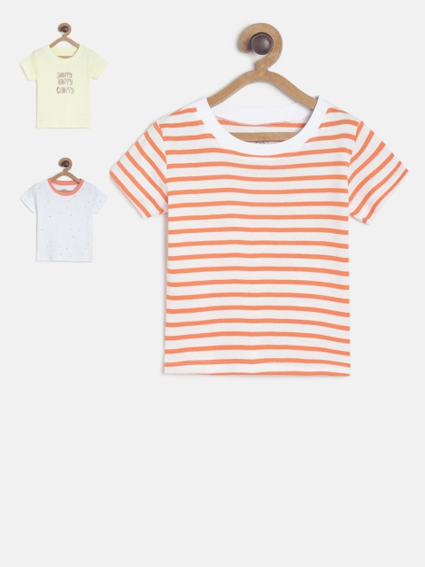 

MINI KLUB Boys Pack Of 3 Round Neck Pure Cotton T-shirts, Yellow