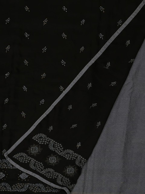 

Pothys Black & Grey Art Silk Embroidered Saree