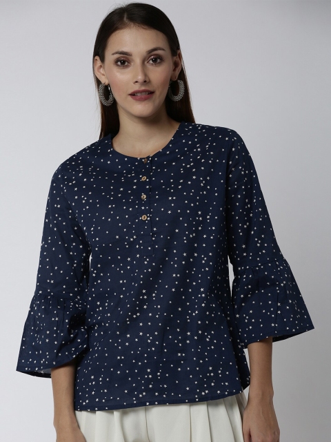 

Soch Women's Navy Blue & White Printed Tunic