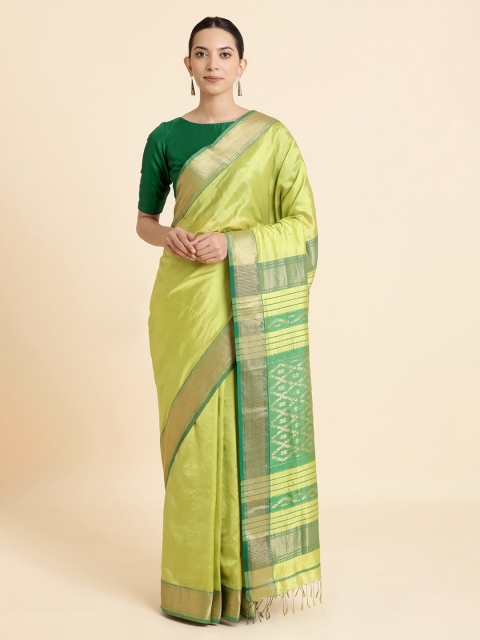 

Taneira Green Solid Handwoven Maheshwari Saree