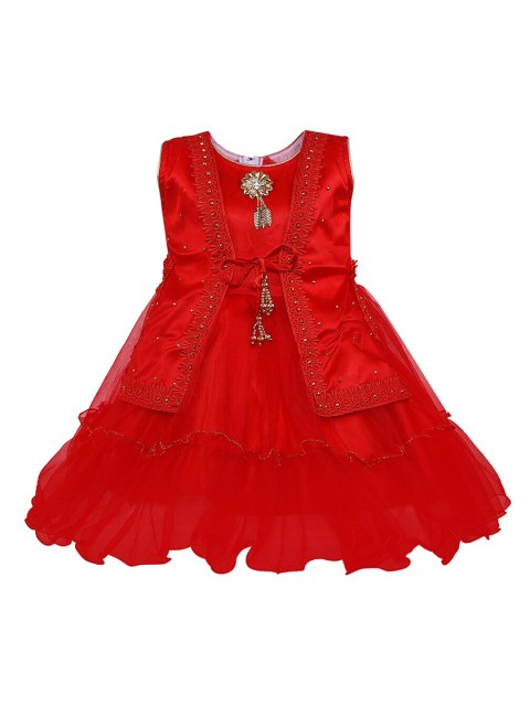 

Wish Karo Girls Red Embellished A-Line Dress