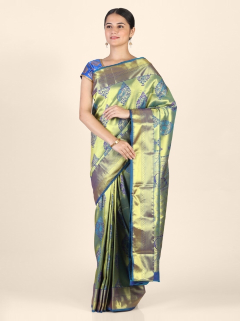 

Hastakala Green & Gold-Coloured Silk Blend Woven Design Saree