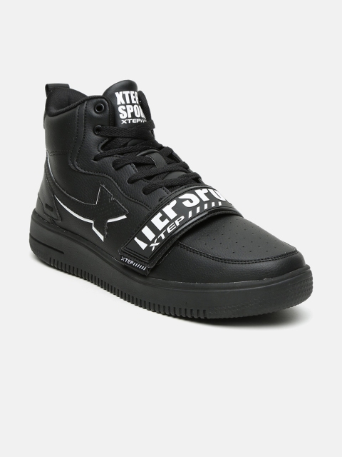 

Xtep Men Black Printed Synthetic Leather Mid-Top Sneakers