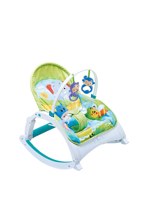

Webby Kids Blue & Green Fiddle Diddle Newborn to Toddler Portable Musical Baby Rocker