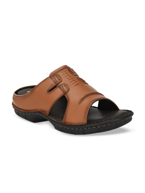 

Hitz Men Tan Brown Leather Comfort Sandals