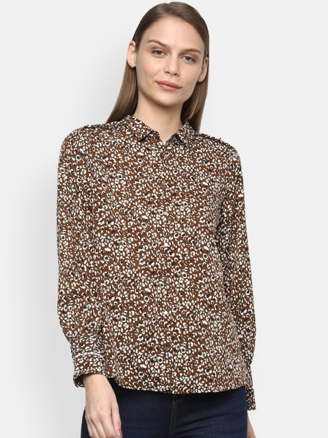 

Van Heusen Woman Women Brown Regular Fit Printed Casual Shirt